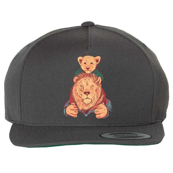 Lion Father And Son Wool Snapback Cap