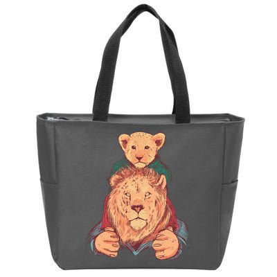 Lion Father And Son Zip Tote Bag