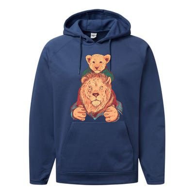 Lion Father And Son Performance Fleece Hoodie