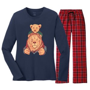 Lion Father And Son Women's Long Sleeve Flannel Pajama Set 