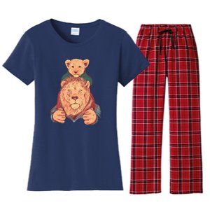 Lion Father And Son Women's Flannel Pajama Set