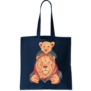 Lion Father And Son Tote Bag