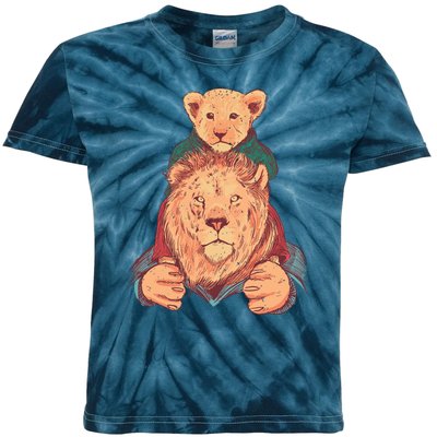 Lion Father And Son Kids Tie-Dye T-Shirt