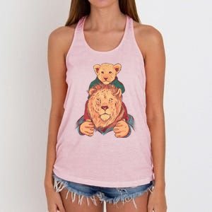 Lion Father And Son Women's Knotted Racerback Tank