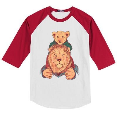 Lion Father And Son Kids Colorblock Raglan Jersey