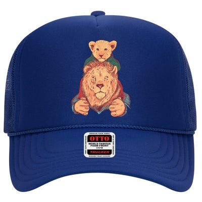 Lion Father And Son High Crown Mesh Back Trucker Hat