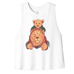 Lion Father And Son Women's Racerback Cropped Tank