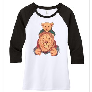 Lion Father And Son Women's Tri-Blend 3/4-Sleeve Raglan Shirt