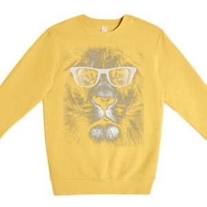 Lion Glasses Head Premium Crewneck Sweatshirt