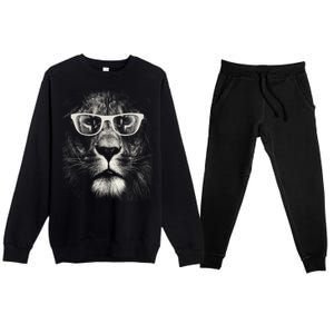 Lion Glasses Head Premium Crewneck Sweatsuit Set