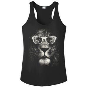 Lion Glasses Head Ladies PosiCharge Competitor Racerback Tank