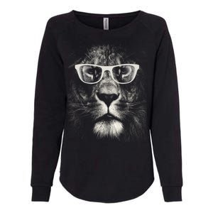 Lion Glasses Head Womens California Wash Sweatshirt