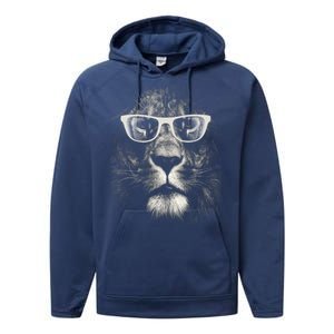 Lion Glasses Head Performance Fleece Hoodie