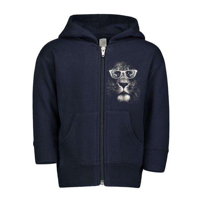 Lion Glasses Head Toddler Zip Fleece Hoodie