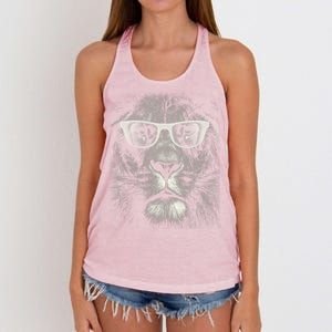 Lion Glasses Head Women's Knotted Racerback Tank