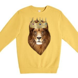 Lion Gold Crown King Of The Jungle Premium Crewneck Sweatshirt