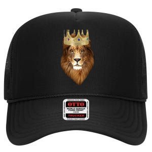 Lion Gold Crown King Of The Jungle High Crown Mesh Back Trucker Hat