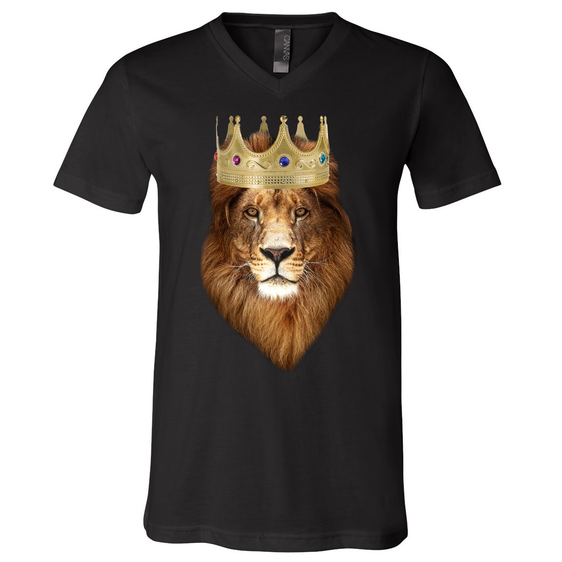 Lion Gold Crown King Of The Jungle V-Neck T-Shirt