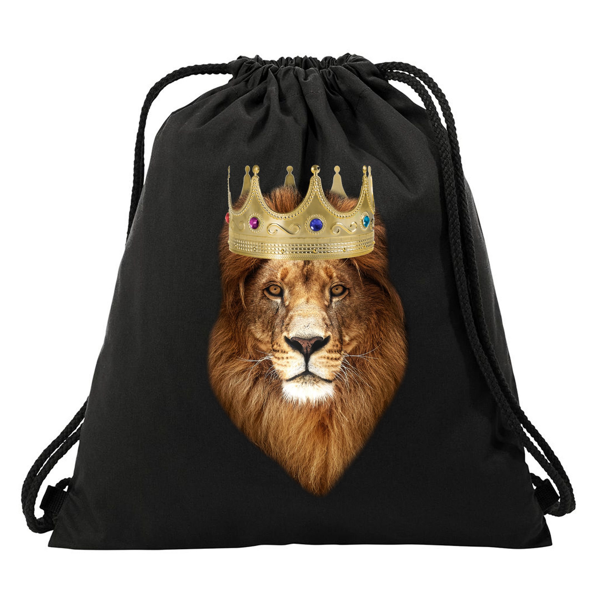Lion Gold Crown King Of The Jungle Drawstring Bag