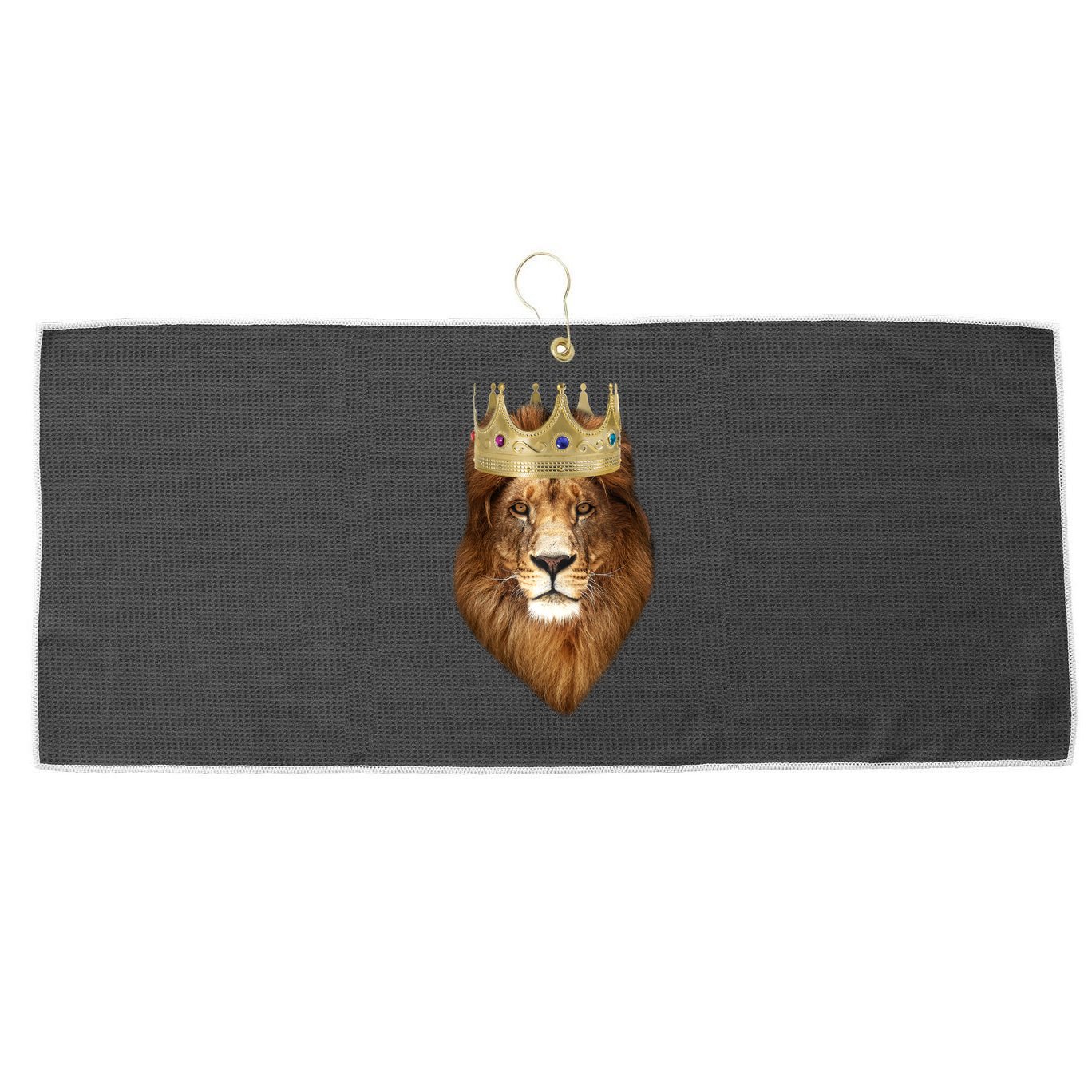 Lion Gold Crown King Of The Jungle Large Microfiber Waffle Golf Towel