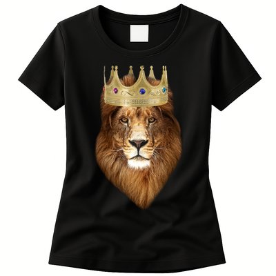 Lion Gold Crown King Of The Jungle Womens T-Shirt