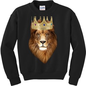 Lion Gold Crown King Of The Jungle Kids Sweatshirt