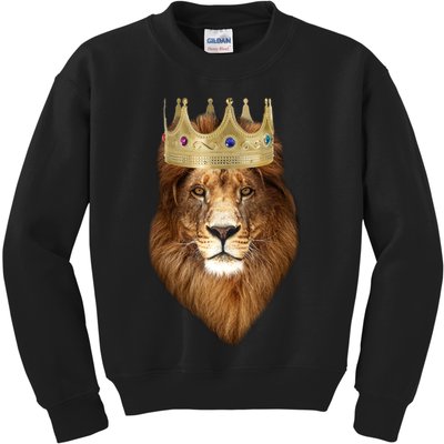 Lion Gold Crown King Of The Jungle Kids Sweatshirt