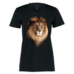 Lion Head Graphic Women's Momentum V-Neck T-Shirt