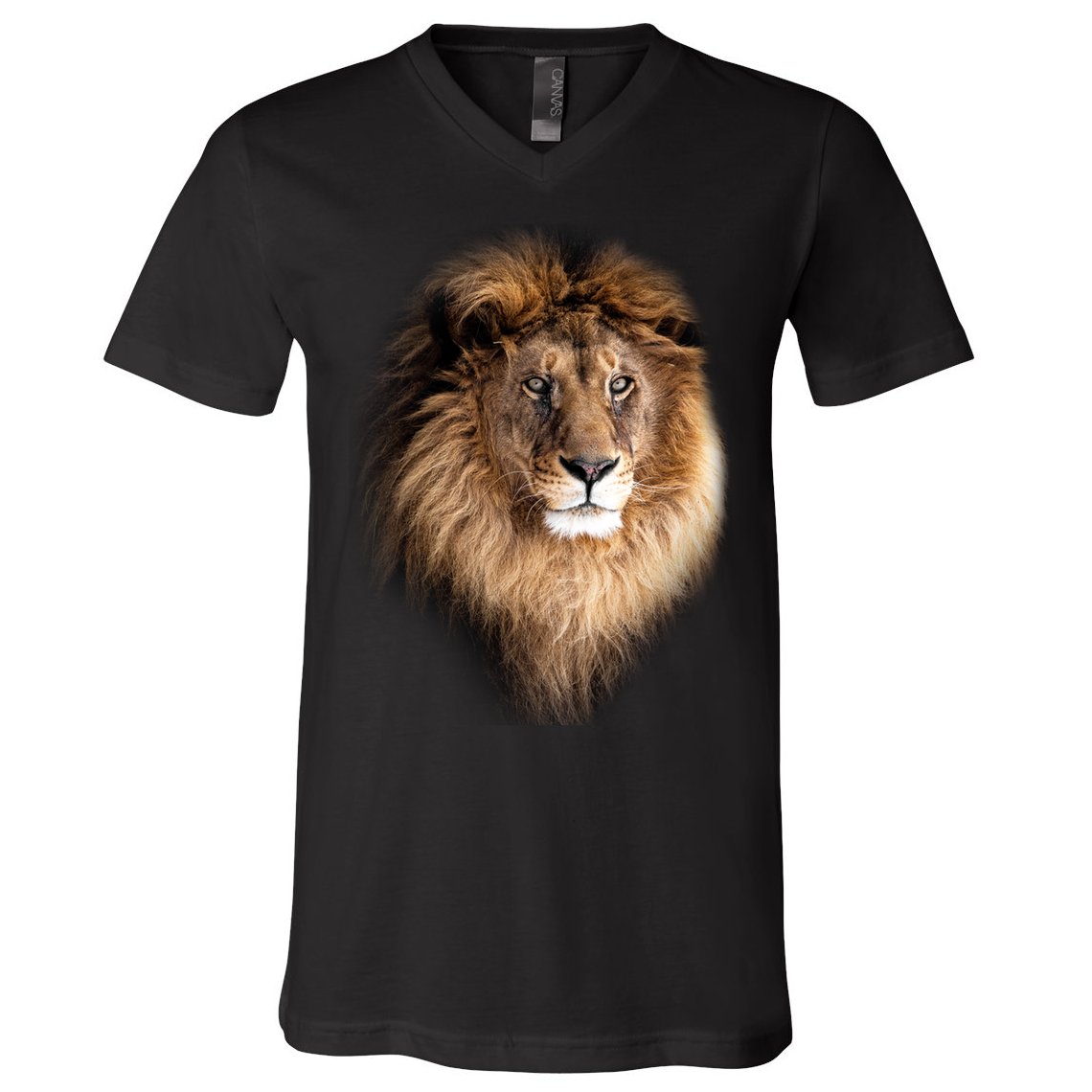 Lion Head Graphic V-Neck T-Shirt