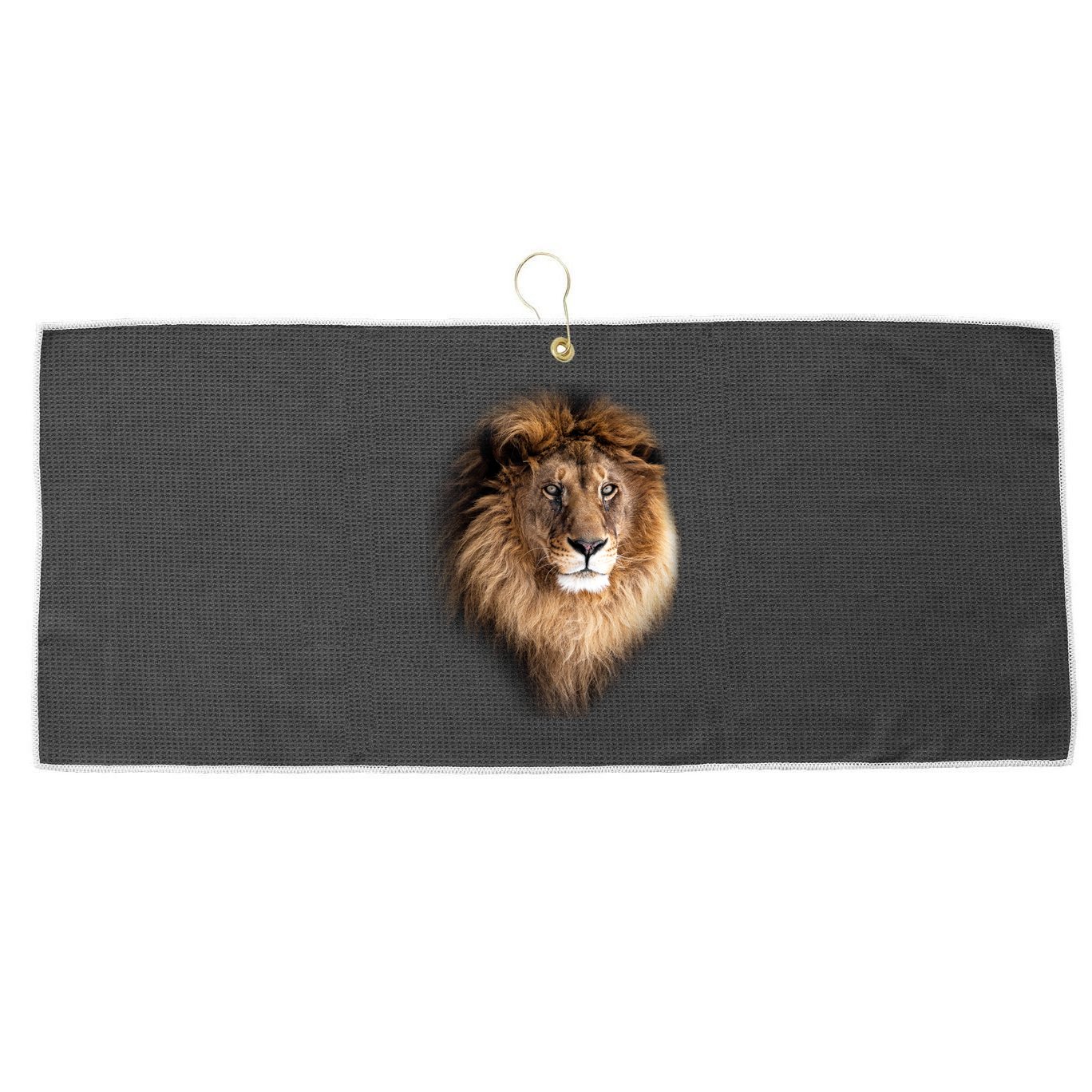 Lion Head Graphic Large Microfiber Waffle Golf Towel