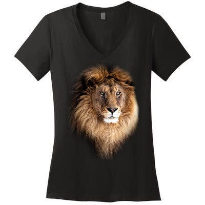 Lion Head Graphic Women's V-Neck T-Shirt