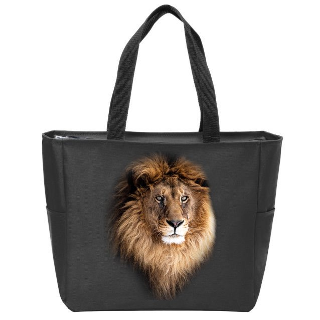 Lion Head Graphic Zip Tote Bag