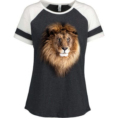 Lion Head Graphic Enza Ladies Jersey Colorblock Tee