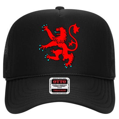 Lion Rampant of Scotland High Crown Mesh Back Trucker Hat