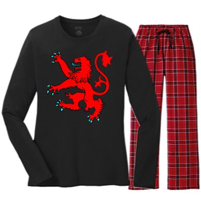 Lion Rampant of Scotland Women's Long Sleeve Flannel Pajama Set 