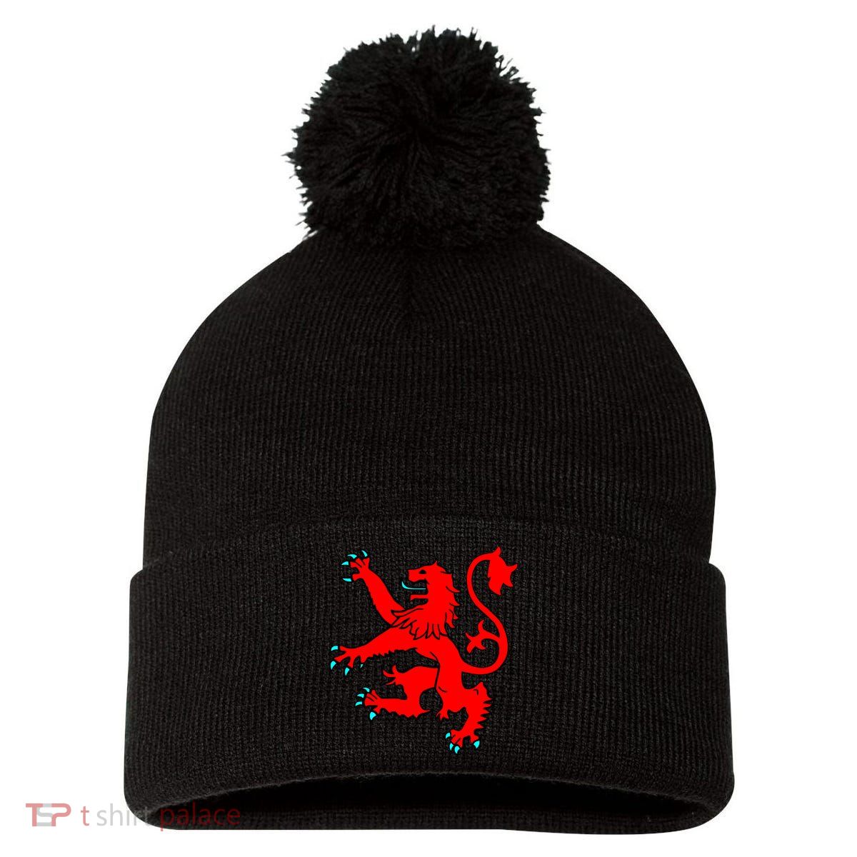 Lion Rampant of Scotland Pom Pom 12in Knit Beanie