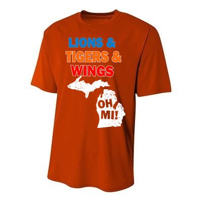 Lions Tigers Wings Oh MI Youth Performance Sprint T-Shirt