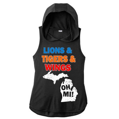 Lions Tigers Wings Oh MI Ladies PosiCharge Tri-Blend Wicking Draft Hoodie Tank