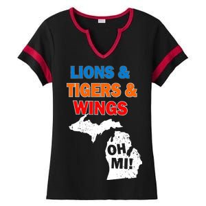 Lions Tigers Wings Oh MI Ladies Halftime Notch Neck Tee