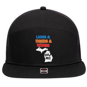 Lions Tigers Wings Oh MI 7 Panel Mesh Trucker Snapback Hat