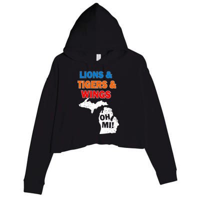 Lions Tigers Wings Oh MI Crop Fleece Hoodie