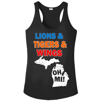 Lions Tigers Wings Oh MI Ladies PosiCharge Competitor Racerback Tank