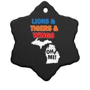 Lions Tigers Wings Oh MI Ceramic Star Ornament