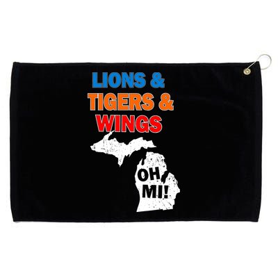 Lions Tigers Wings Oh MI Grommeted Golf Towel