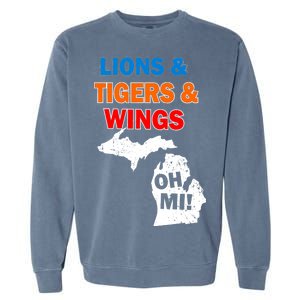 Lions Tigers Wings Oh MI Garment-Dyed Sweatshirt