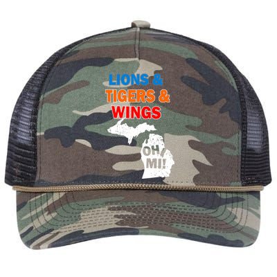 Lions Tigers Wings Oh MI Retro Rope Trucker Hat Cap