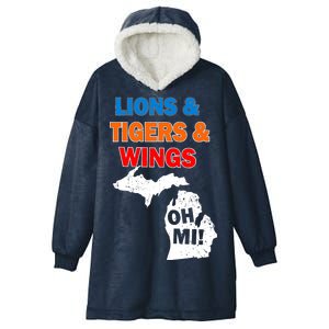 Lions Tigers Wings Oh MI Hooded Wearable Blanket