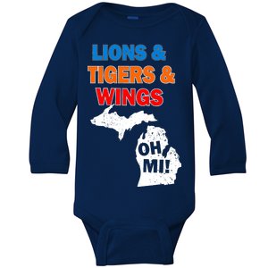 Lions Tigers Wings Oh MI Baby Long Sleeve Bodysuit