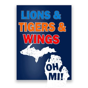 Lions Tigers Wings Oh MI Poster