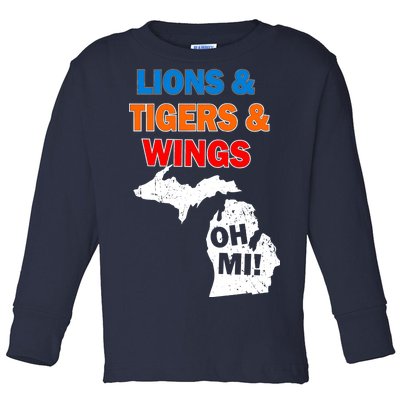 Lions Tigers Wings Oh MI Toddler Long Sleeve Shirt